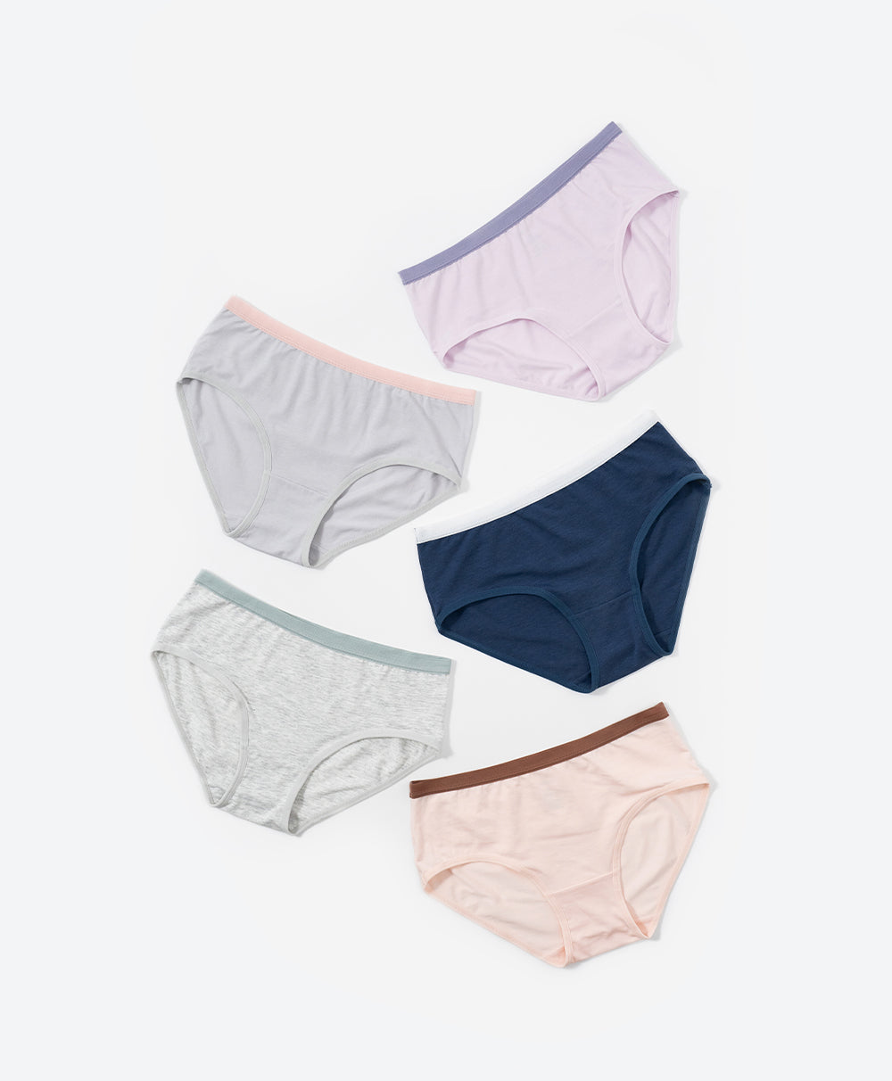 Low Waist Hipster 5pcs Lyocell Cotton Spandex Pack Panties