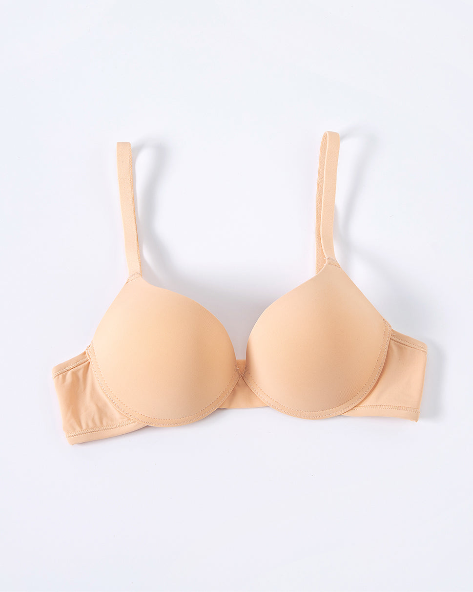 Basic Microfiber 3/4 Demi Push Up Bra -Beige