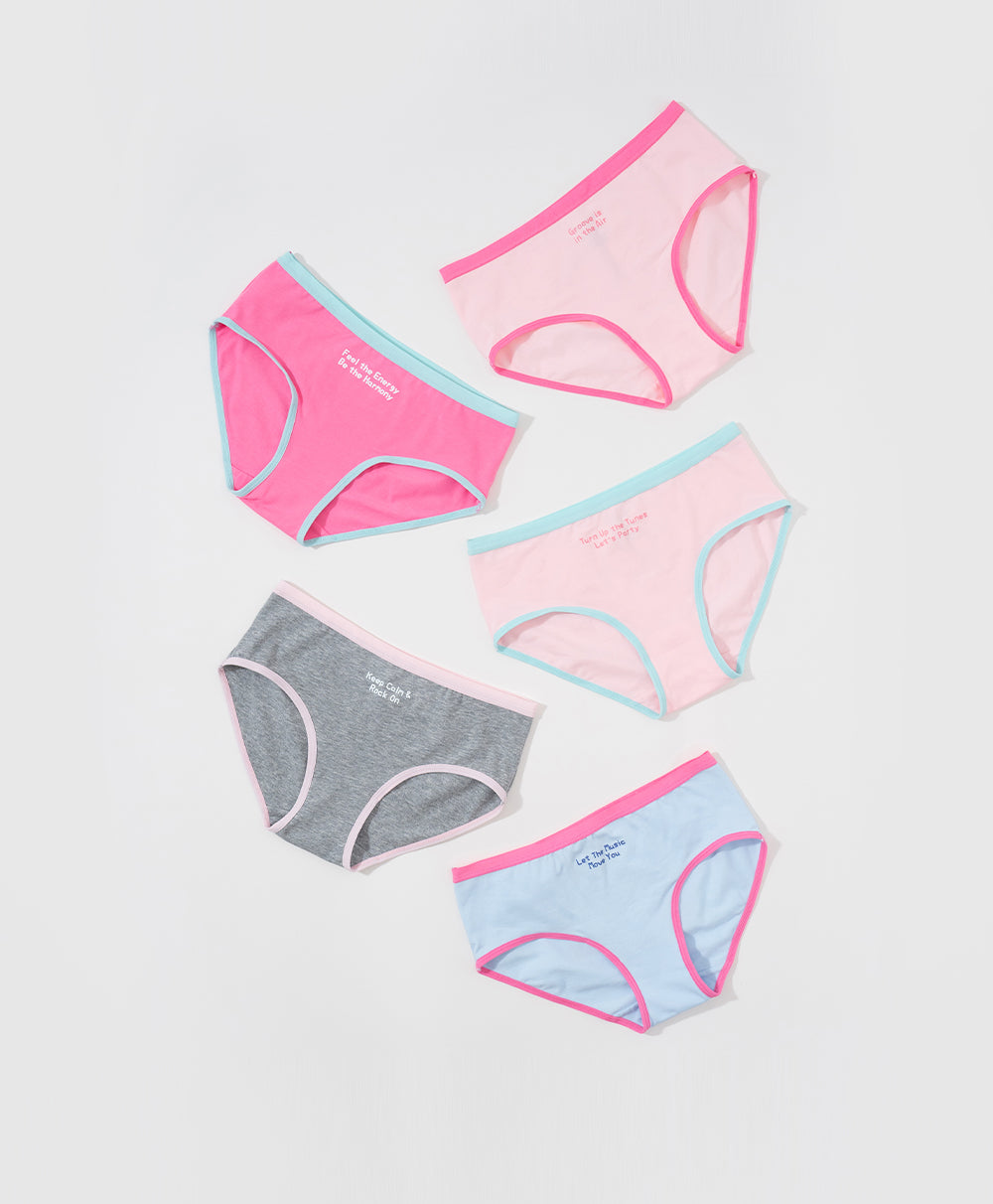 5pcs Low Waist Hipster Graphic Pack Panties
