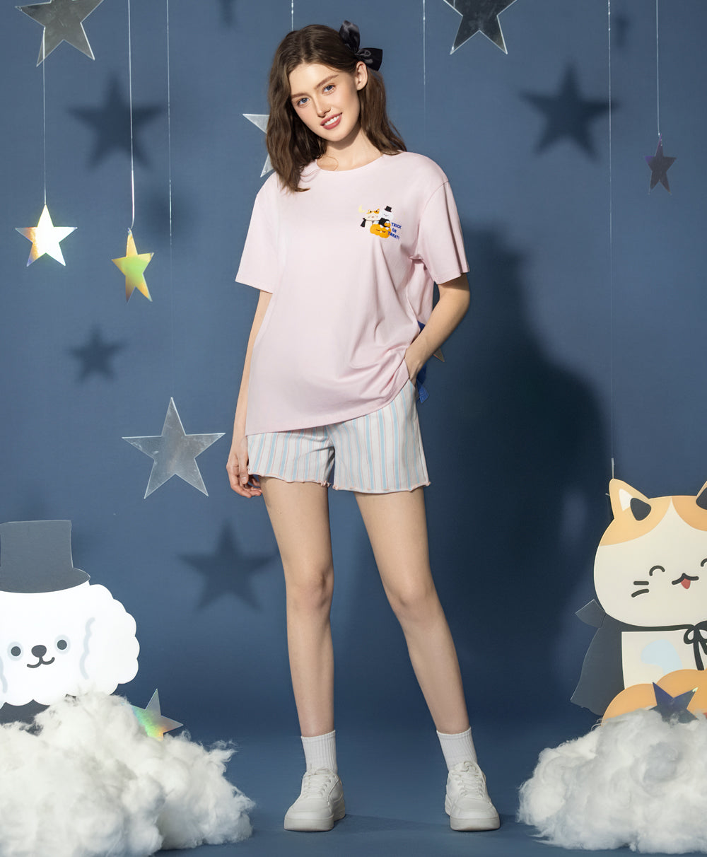  Short Sleeves Top and Short Sleep  Set