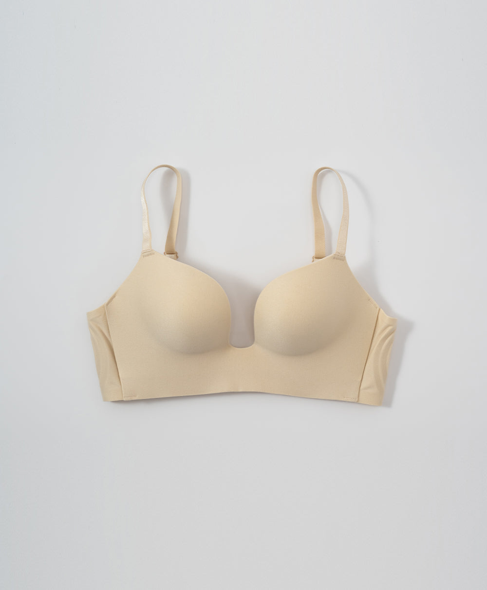 Beige bra on a light gray background