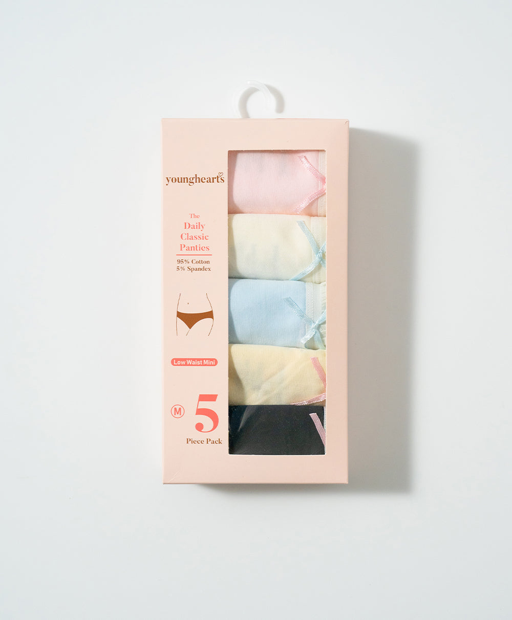 Low Waist Mini 5pcs Cotton Spandex Pack Panties