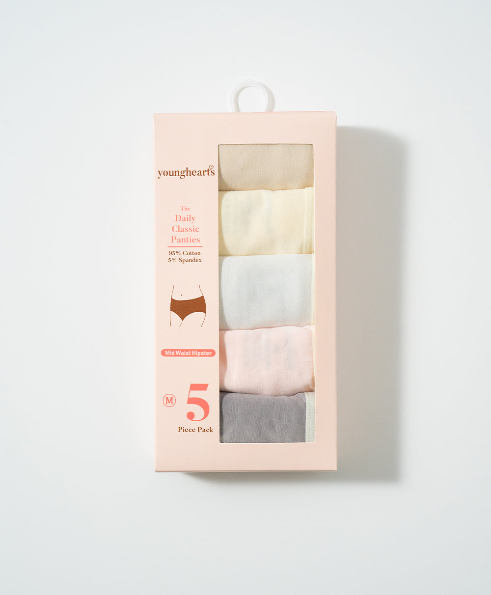 Latte Mood 5pcs Mid Waist Hipster Pack Panties