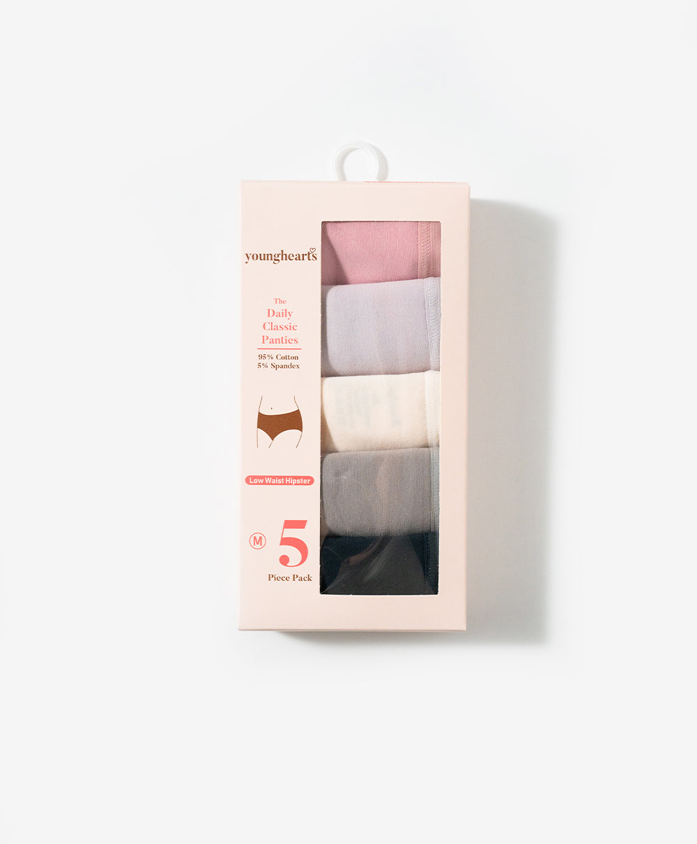 Low Waist Hipster 5pcs Cotton Spandex Pack Panties