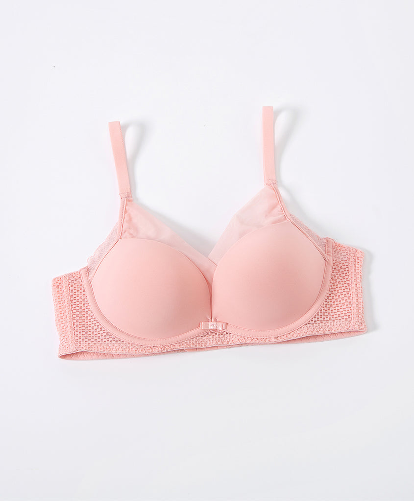 Graceful Fairy High Panel Push Up Demi Bra Pink Color