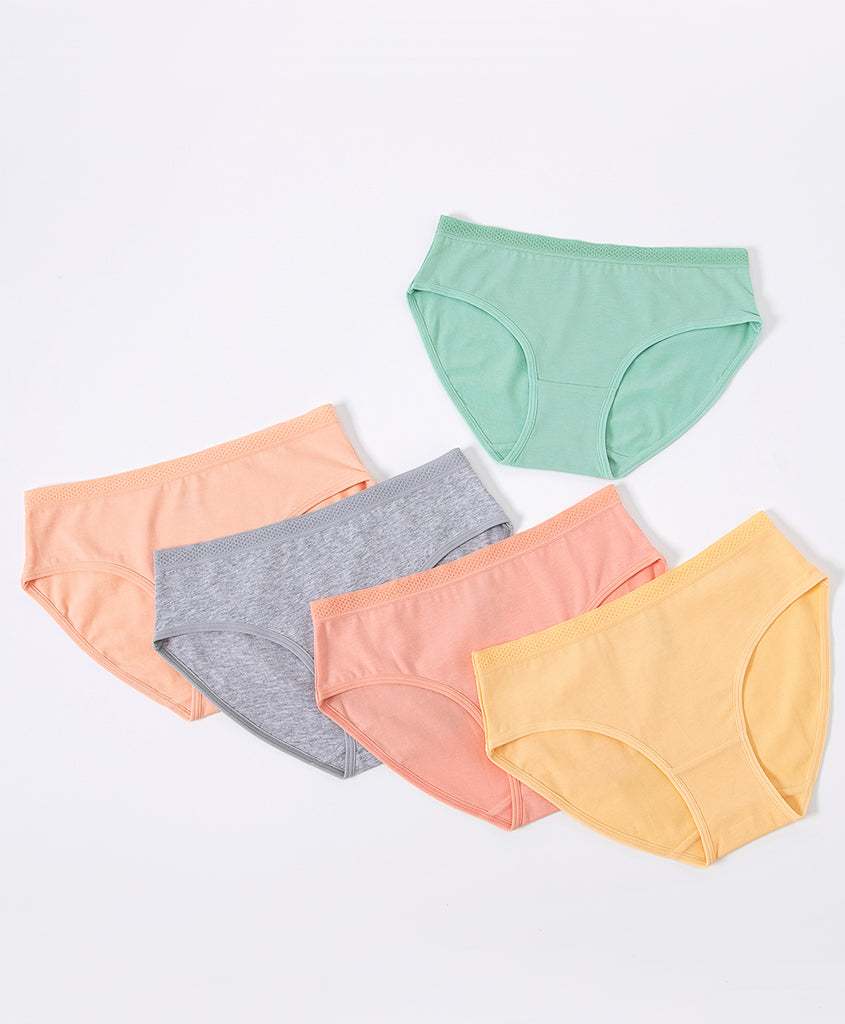 Mellow Peach Cotton 5-pack Midi Panties