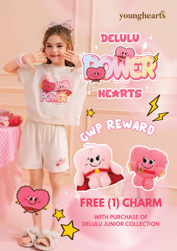 Junior Delulu Power Hearts Short Sleeves Top & Shorts Set