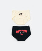 Little Black Cat Cotton Spandex Mid Waist Hipster 2pcs Sanitary Panties Pack