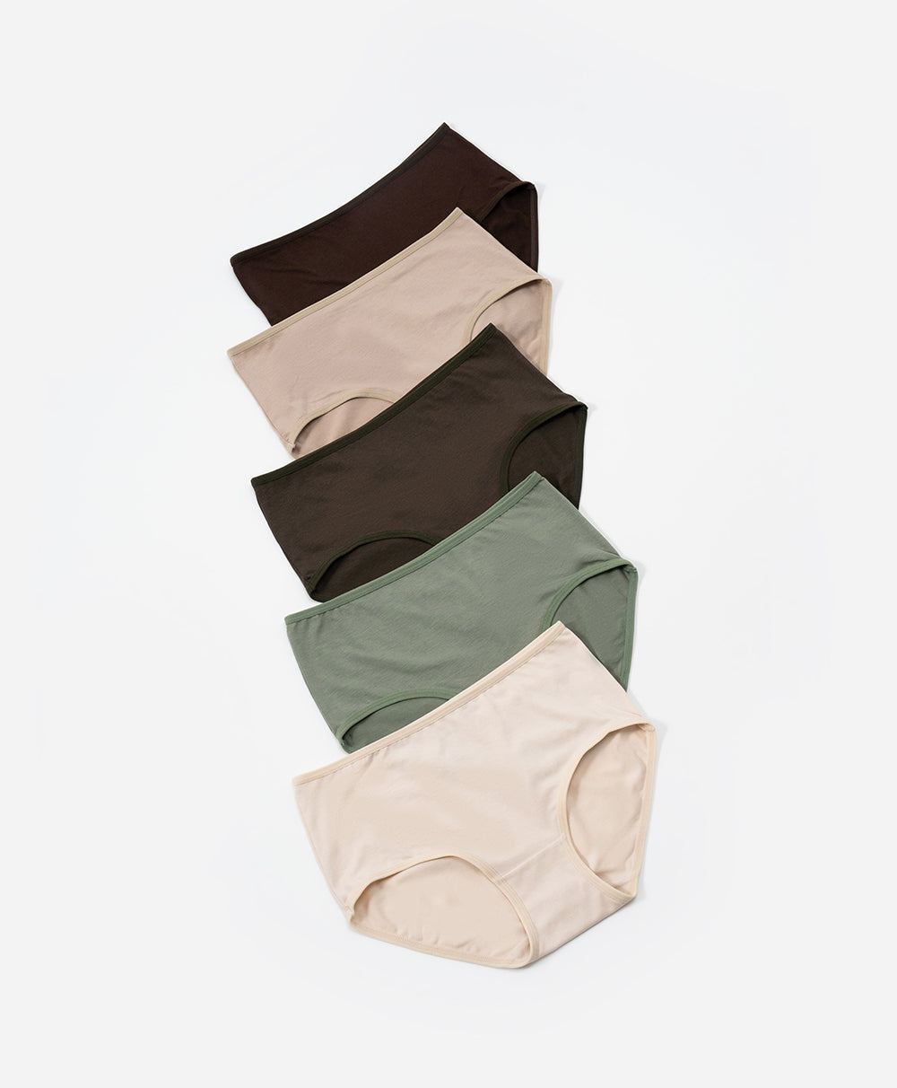  Mid Waist Hipster 5pcs Lyocell Cotton Spandex Pack Panties