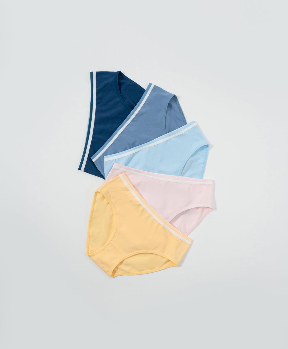 Morning Murmur Mid Waist Midi 5pcs Cotton Spandex Pack Panties