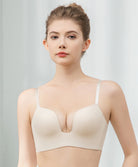 Soft Seamless Wireless Low-Back Demi Push Up Plunge Bra