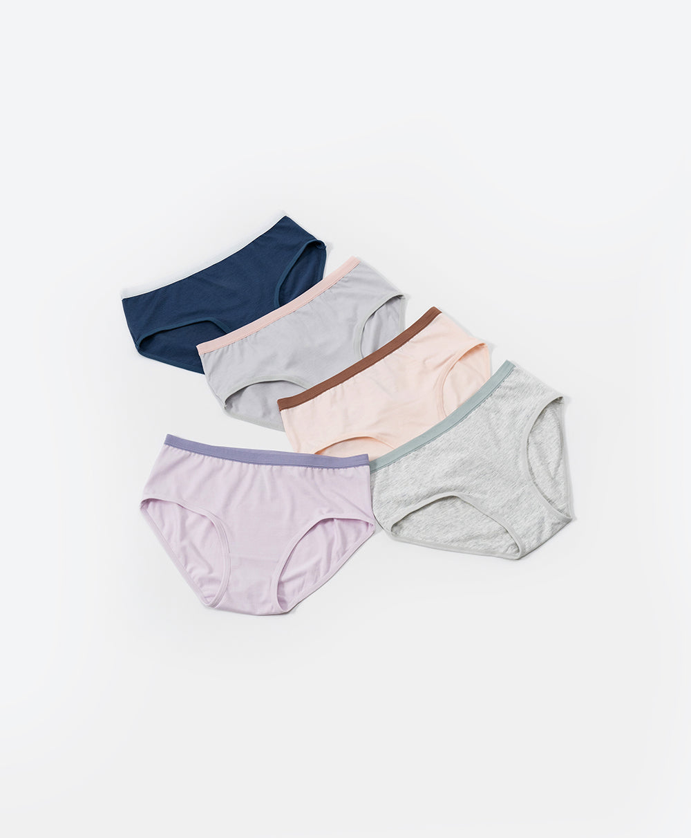 Shades of Style Low Waist Hipster 5pcs Lyocell Cotton Spandex Pack Panties