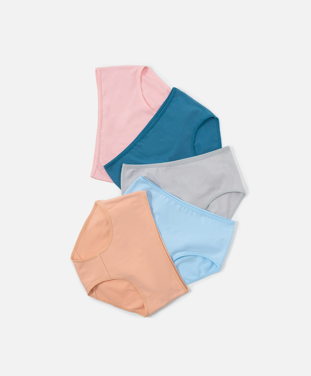 Mid Waist Hipster 5pcs Cotton Spandex Pack Panties