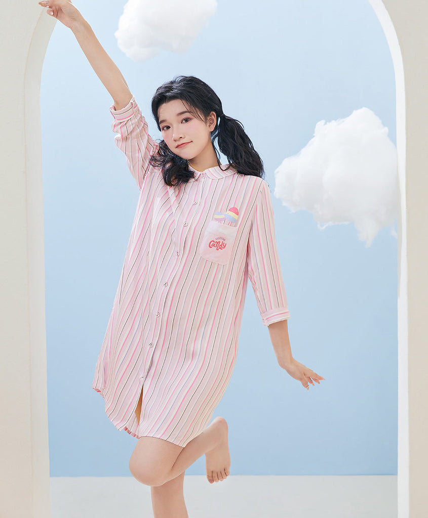 Young Hearts Cotton Candy Woven Shirtdress